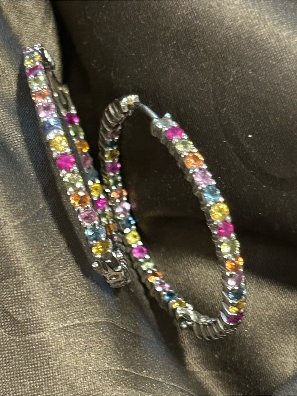 Multi-Color Crystal inside out Hoop Earrings - Women Jewelry